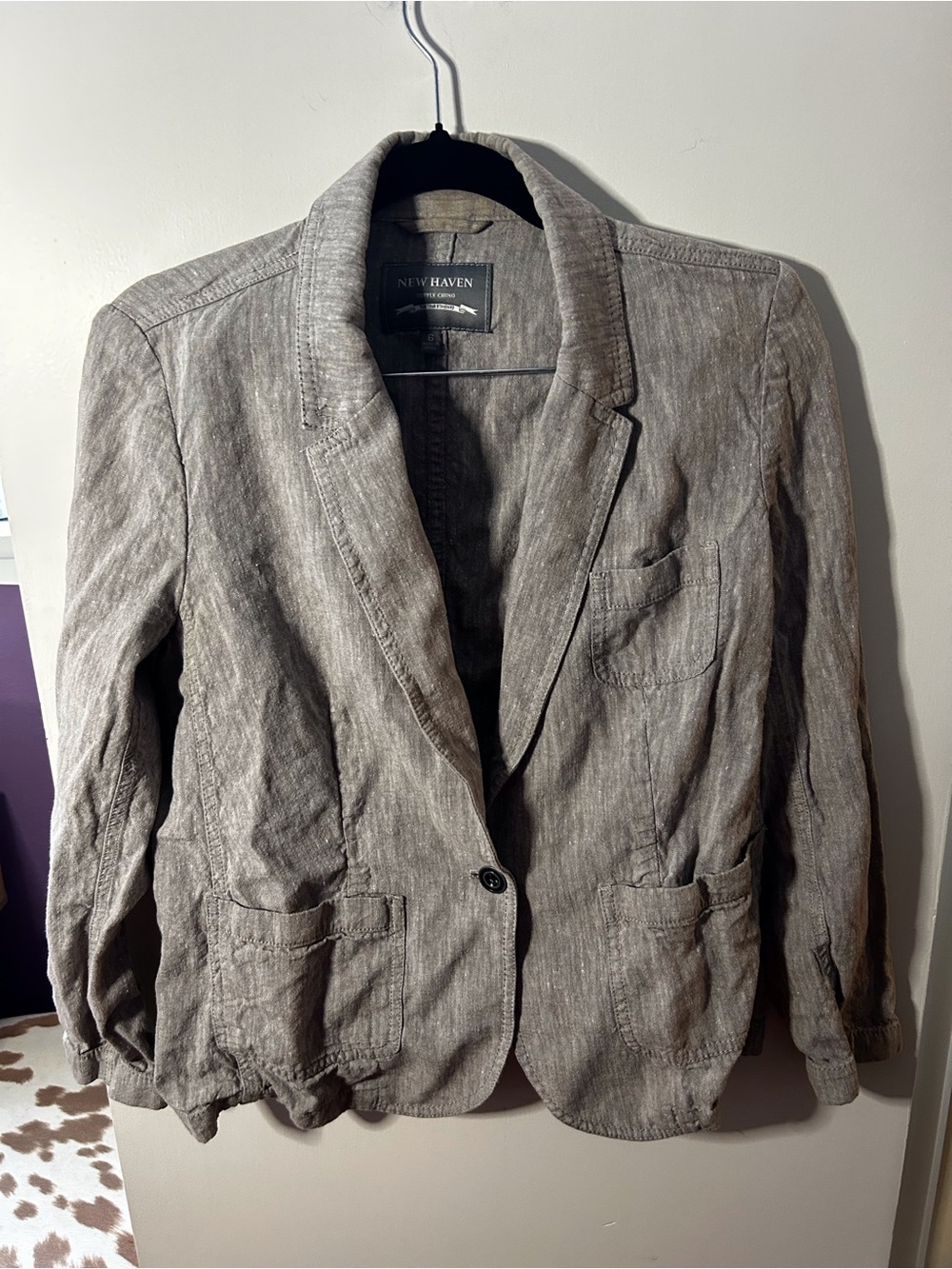 Men's Gray Linen-Blend Blazer